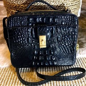Brahmin Evie Sachel Black Croc Crossbody